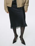(W) SILK MIDI SKIRT_ BLACK