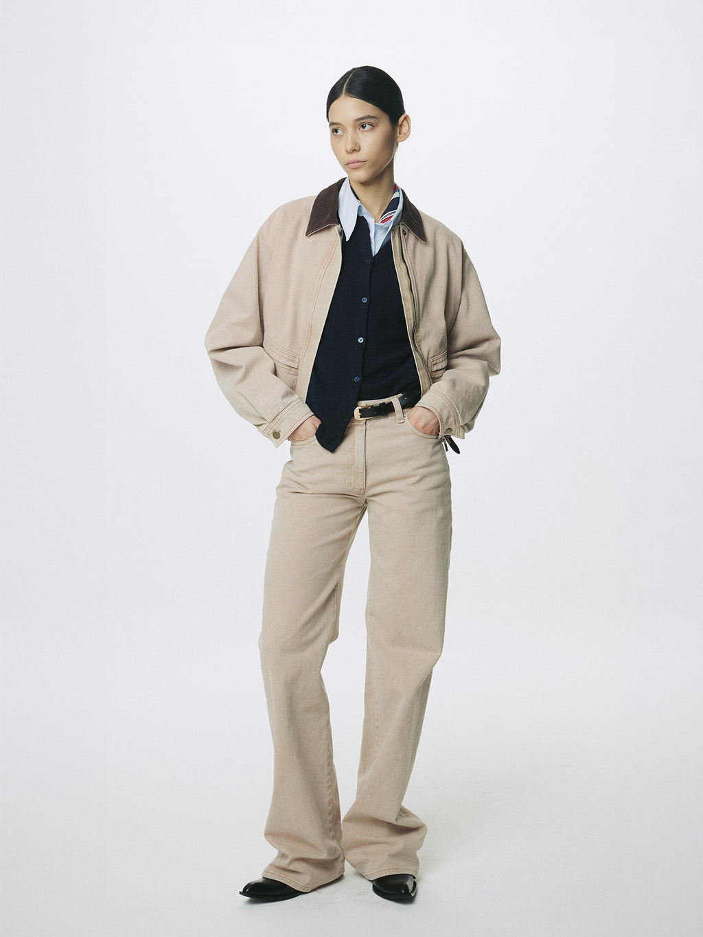 (W) WASHED COTTON STRAIGHT PANTS_ WASHED BEIGE