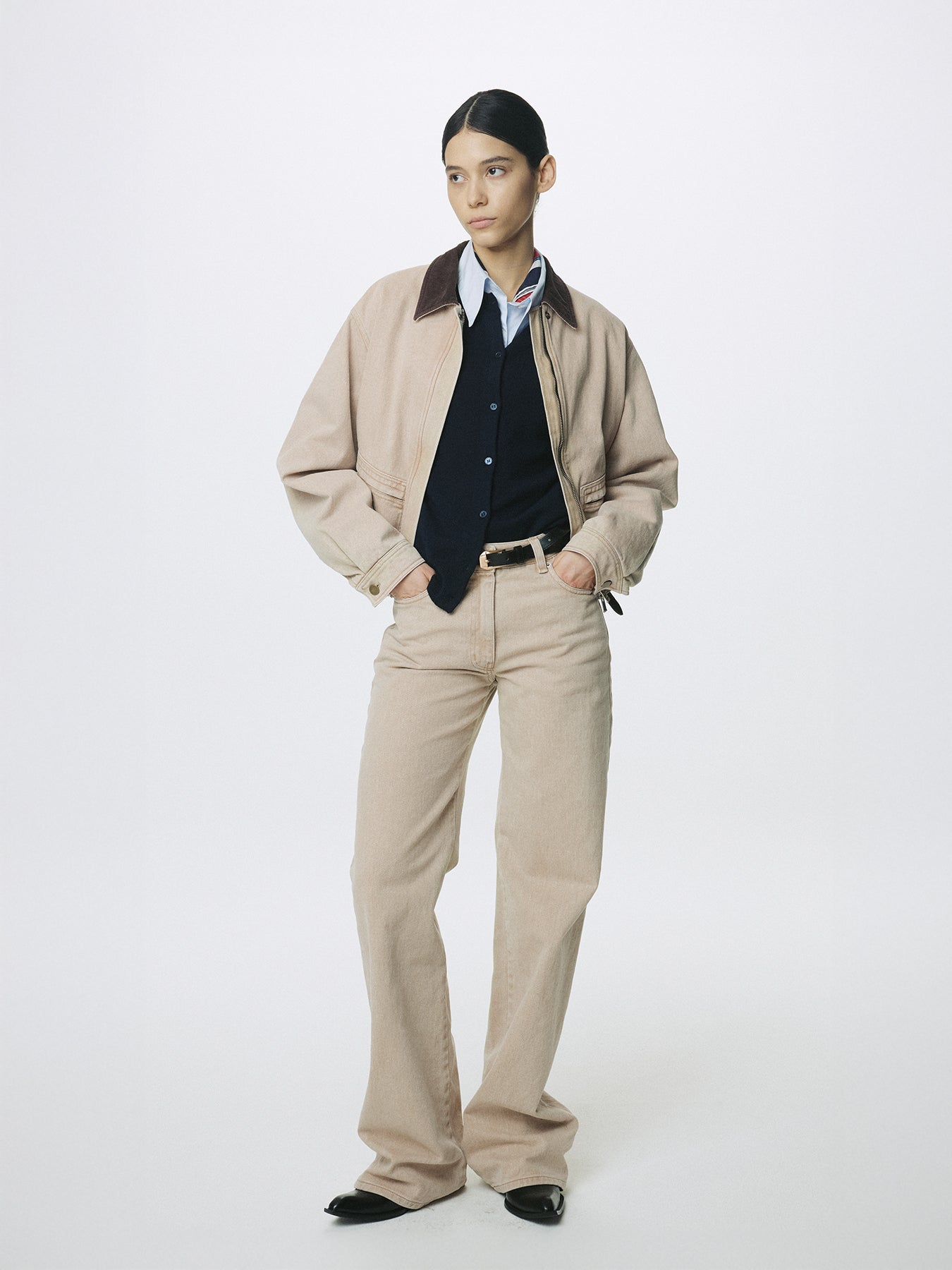 (W) WASHED COTTON STRAIGHT PANTS_ WASHED BEIGE